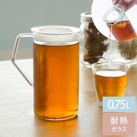 麦茶ポット 耐熱 ガラス 0.75L 水差し ピッチャー ウォーターピッチャー 750ml 冷水ポッ...