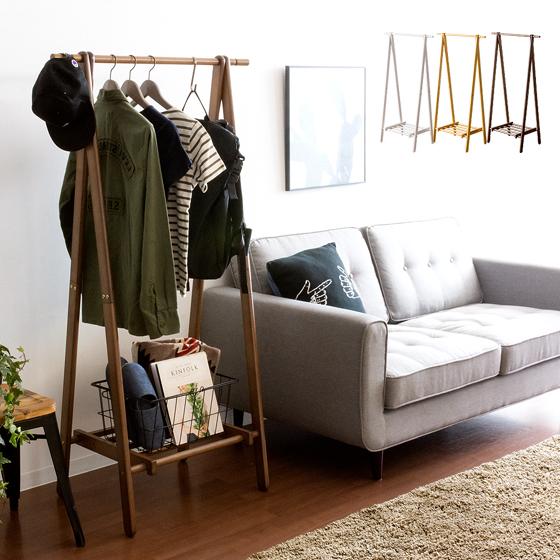 ハンガーラック おしゃれ 木製 コートハンガー スリム 折りたたみ 棚付き 幅80 北欧 モダン シ...