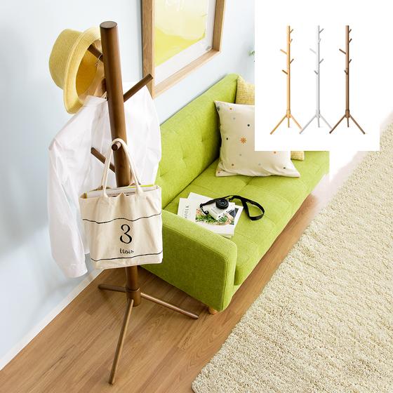 ポールハンガー おしゃれ 木製 スリム ハンガーラック 木製ポールハンガー コートハンガー コート掛...