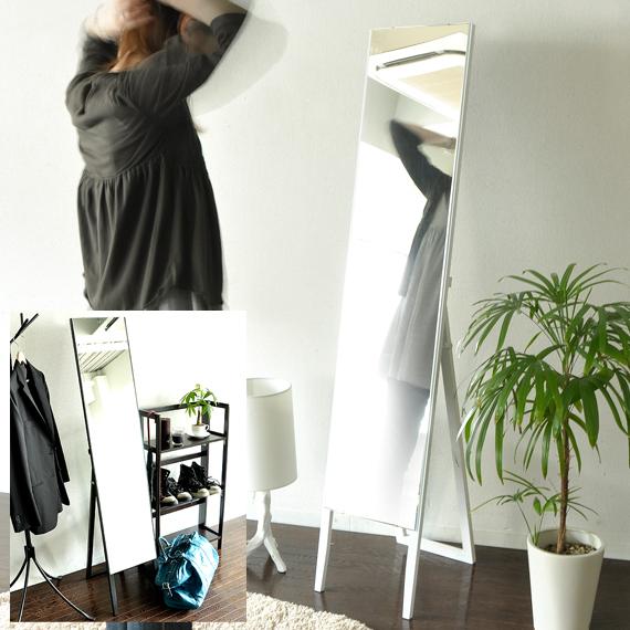 スタンドミラー 姿見 全身 ノンフレーム シンプル 幅30cm スリム 木製 全身鏡 飛散防止 ミラ...