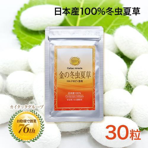 冬虫夏草　サプリメント　日本産　日本産100％　サナギタケ　金の冬虫夏草　30粒　カイタック