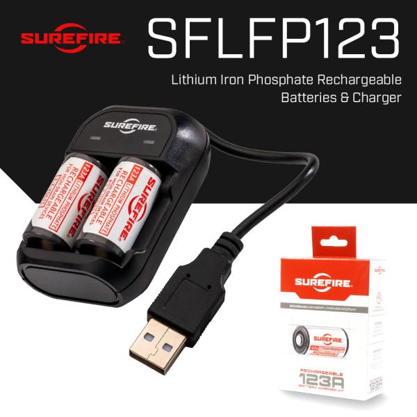 実物 SUREFIRE シュアファイア LFP123 3.2v リチウム充電池 2個セット 電池2個...