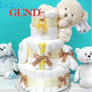 おむつケーキ 出産祝い GUNDテディベア おしゃぶり ミトン ベビーソックス ガーゼハンカチ 離乳食スプーン 男の子　女の子