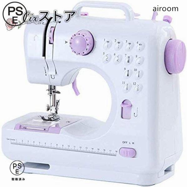 電動ミシン コンパクト 小型ミシン 家庭用ミシン 初心者 12種類の縫い目 フットコントローラー L...