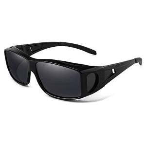 FEISEDY メガネの上からかけられる 偏光サングラス オーバーグラス UV400 サイクリング ドライブ 釣り ランニング 野球 ブラック｜airousugiol
