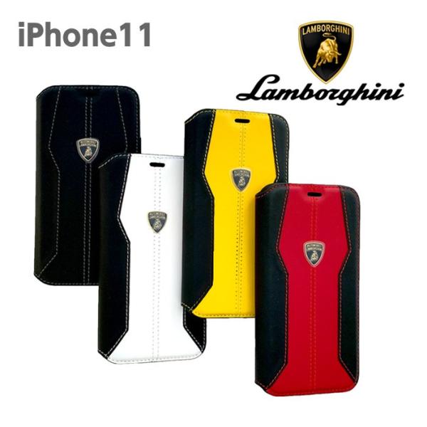 Lamborghini ランボルギーニ 公式ライセンス品 iPhone11 本革 手帳型ケース ブッ...