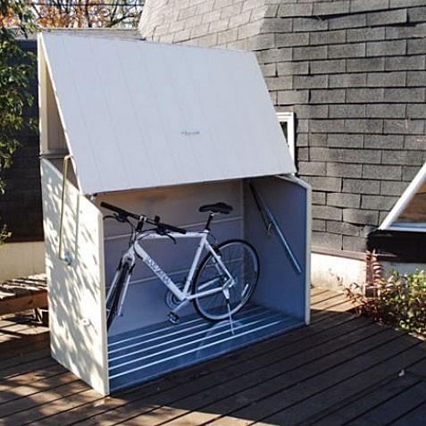 メタルシェッド 自転車倉庫TM3 クリーム 幅185×奥行76×高さ139cm 自転車2台収納可能 ...