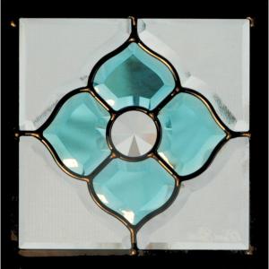 ステンドグラス SH-D03 Dサイズ W200×H200×T18mm ケーム色：ブラック 強化ガラス 三層構造 手作り セブンホーム