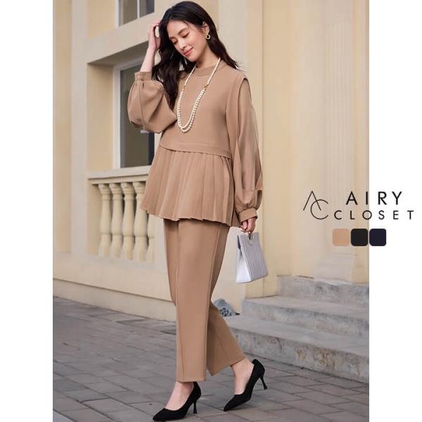 パンツスーツ セットアップ パンツドレス レディース 長袖 結婚式 謝恩会 発表会 かっこいい きれ...