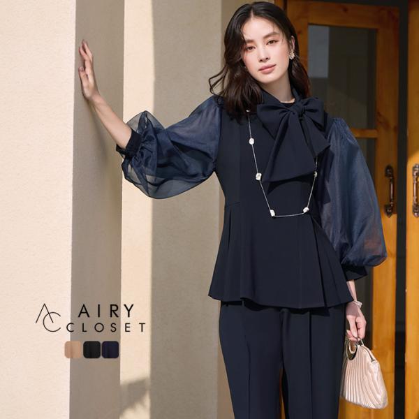 ドレス パンツスーツ パンツドレス レディース セットアップ かっこいい きれいめ 大人 長袖 結婚...