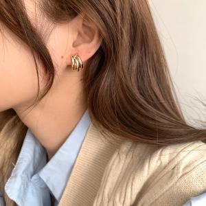 イヤリング レディース ノンホール 3連 フー...の詳細画像5
