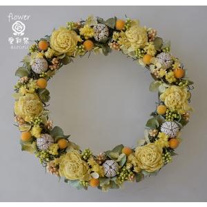 黄・オレンジのお花　ドライフラワーリース　ギフト プレゼント 誕生日