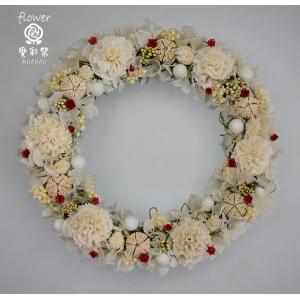 白と緑のお花で ドライフラワーリース ナチュラルテイスト ギフト