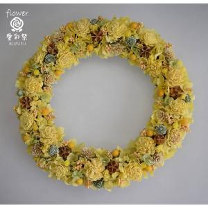 黄色いお花のドライフラワーリース　ギフト プレゼント 誕生日