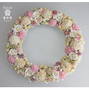 ミモザのリース 造花 40cm 大きいサイズ : 愛彩祭-フラワーリースのお