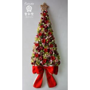 クリスマスリース プリザーブドフラワー 玄関 華やかな赤いバラ ピンク