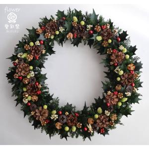 クリスマスリース プリザーブドフラワー 白いバラ 赤いリボン ベル