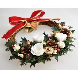 クリスマスリース プリザーブドフラワー 白いバ...の詳細画像1