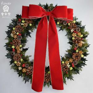 クリスマスリース 赤い葉っぱとリンゴに木の実 ギフト プレゼント 誕生