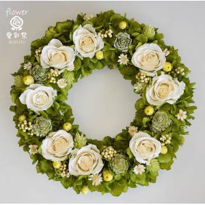 ブルー系 プリザーブドフラワーリース 水色のバラ ギフト プレゼント