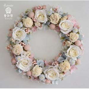 ブルー系 プリザーブドフラワーリース 水色のバラ ギフト プレゼント