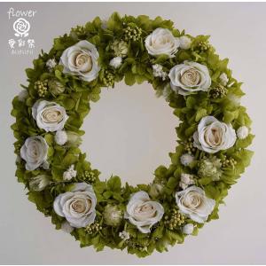 受注制作ユーカリと紫陽花と花々のリース 完成品リース］紫陽花 オパールクラシックグリーン・ユーカリ商品