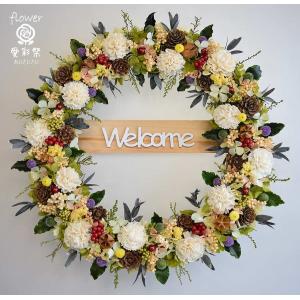 ホワイト系のお花のプリザーブドフラワーリース 白のバラ ソーラー