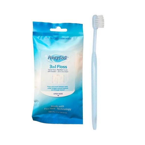 プロキシソフト 3 in 1 100本（プリカット・ストランド）+ 歯科医院取り扱い 歯ブラシ 1本