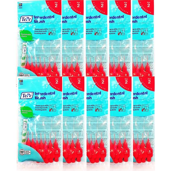 テペ(TePe) 歯間ブラシ 8本入 × 10袋 レッド (0.5mm)