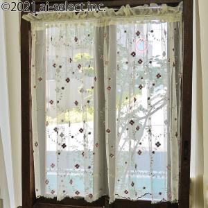 チュールと小花刺繍 縦90ｃｍ 1枚でも送料無料 永遠の人気 カフェカーテン 赤い小花刺繍 上質チュール クラシック おすすめ小窓用 おしゃれ かわいい 神戸カフェカーテン トイレマットai 通販 Yahoo ショッピング