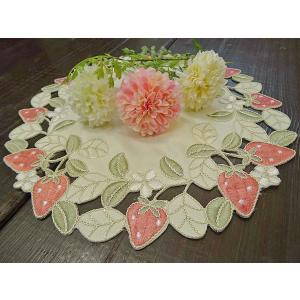 ドイリー 20cm 苺 丸い カップソーサーに...の詳細画像2