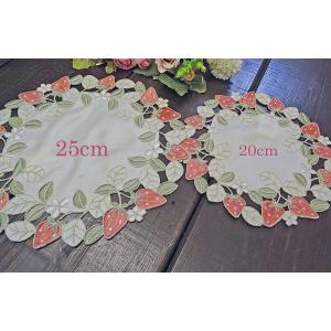 ドイリー 20cm 苺 丸い カップソーサーに...の詳細画像3