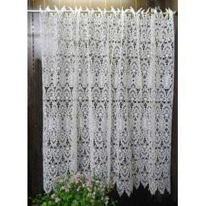 【約120x90cm】真っ白　カフェカーテン　即納　ヨーロッパの窓を思わす　ギュピュールレース　綺麗...