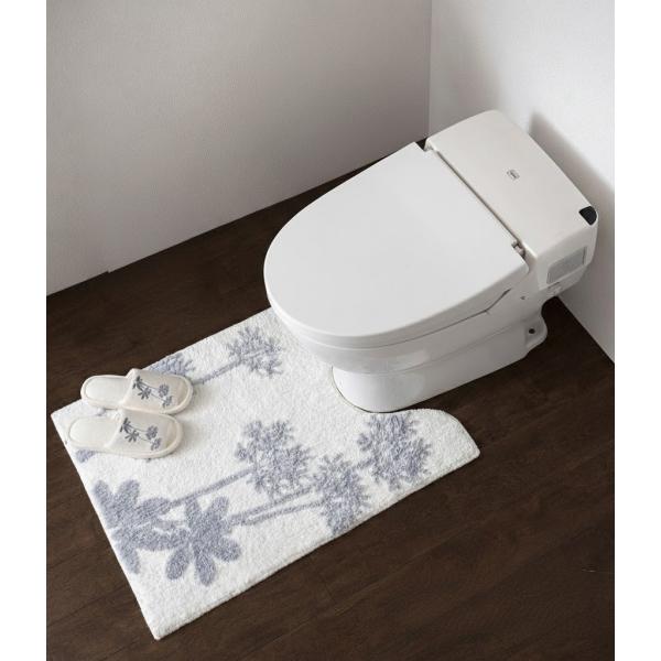 トイレマット 3点セット フタカバー無し ペーパーホルダーカバー無し サリナ 植物モチーフ プランツ...