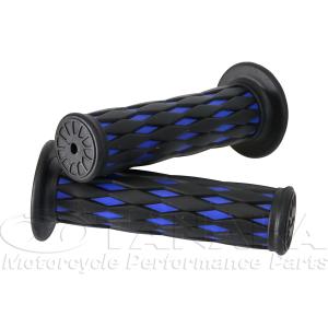汎用　ハンドルグリップ左右セット　ツートンカラー　ブラック×ブルー_22.2