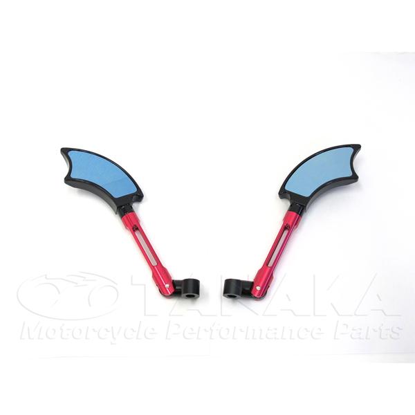 アルミ製　バットウイングミラー　レッド