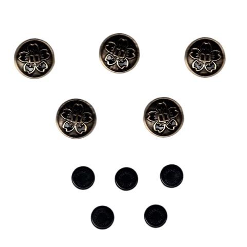 標準型学生服桜ボタンセット (大5個 裏5個)  黒詰襟学ラン釦(ぼたん)セット販売   制服 中学...