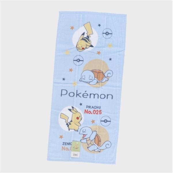 ポケモンフェイスタオル■ピカチュウ×ゼニガメ綿100%約34×75cm