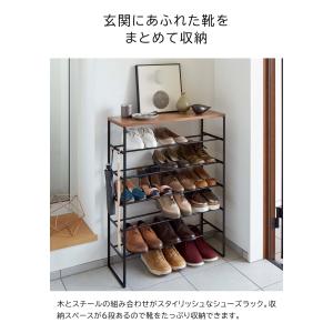 天板付きシューズラック タワー 6段 山崎実業...の詳細画像2