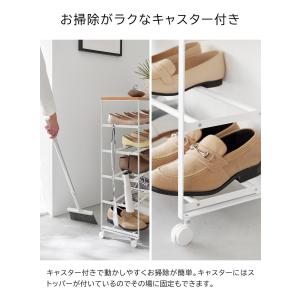 天板付きシューズラック タワー 5段 キャスタ...の詳細画像3