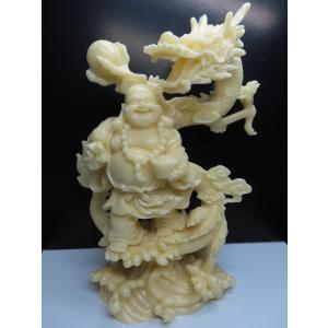 風水置物 龍 象牙 龍の置物 緑 樹脂工芸品 招財 財運 金運アップ 台座