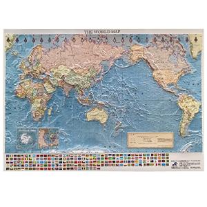 立体世界地図 3d world map 578mm×820mm 地理 学習 中学 受験 親勉
