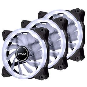 EZDIY-FAB 120mm PWM白色PCケースファン LEDリングファン