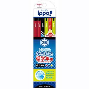 トンボ鉛筆 鉛筆 ippo! 低学年用かきかたえんぴつ 2B 六角軸 プリント Boy MP-SKRM04-2Bの商品画像