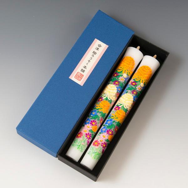 会津絵ろうそく　３０号　２本入（箱）　菊・桔梗・秋桜