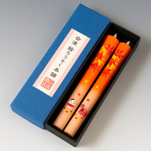 会津絵ろうそく　５号　２本入（箱）　秋／紅葉