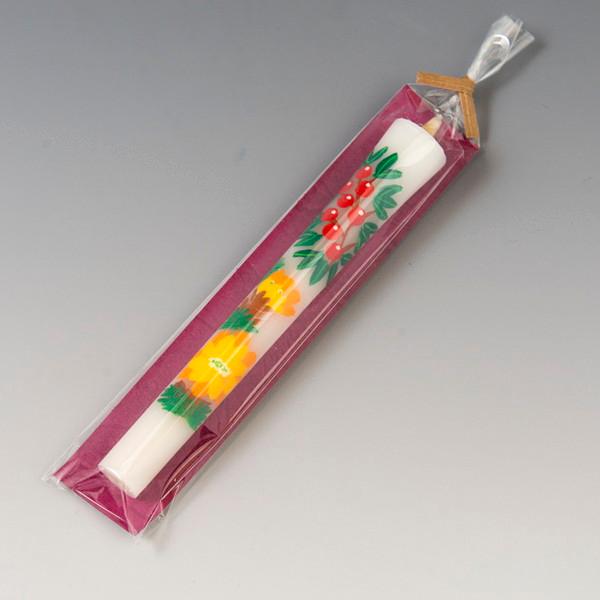 会津絵ろうそく　５号　１本入（袋）　南天・福寿草