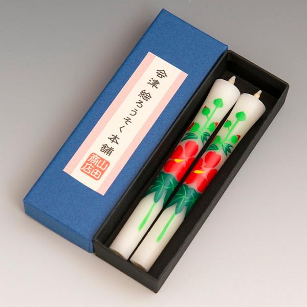 会津絵ろうそく　３号　２本入（箱）　タチアオイ