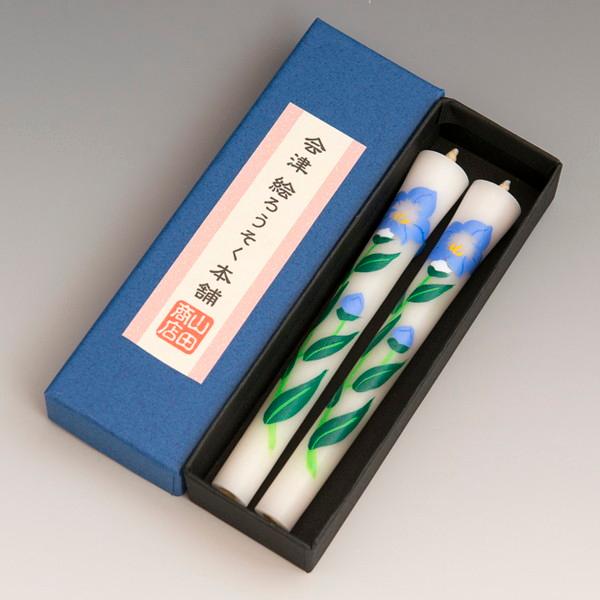 会津絵ろうそく　３号　２本入（箱）　キキョウ