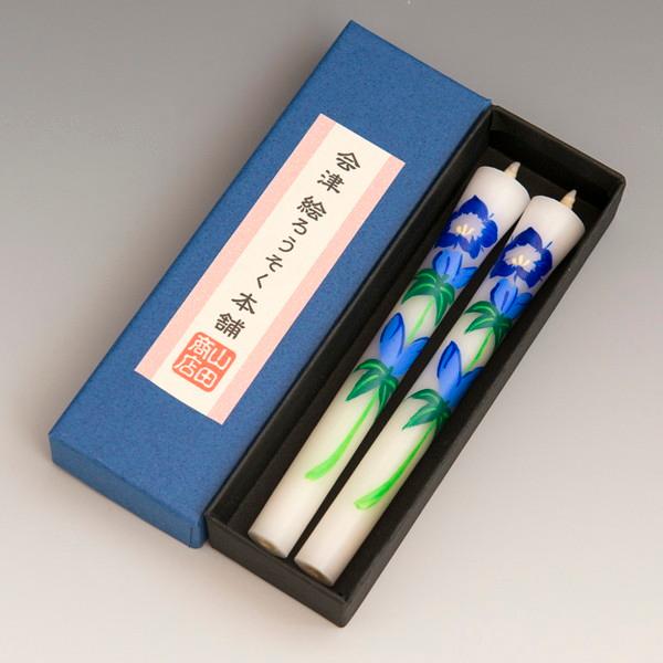 会津絵ろうそく　３号　２本入（箱）　リンドウ
